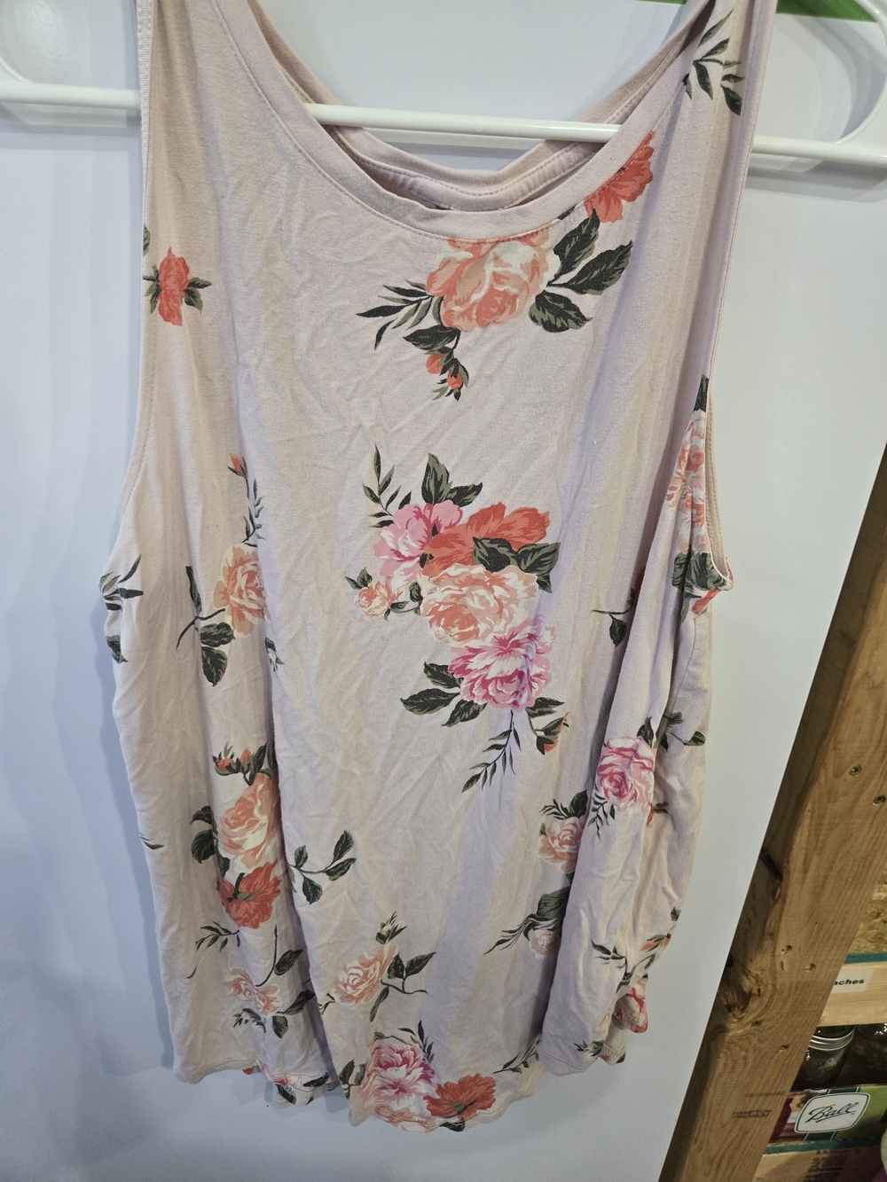 Old Navy Light Pink Floral Scoop Neck Tank Top